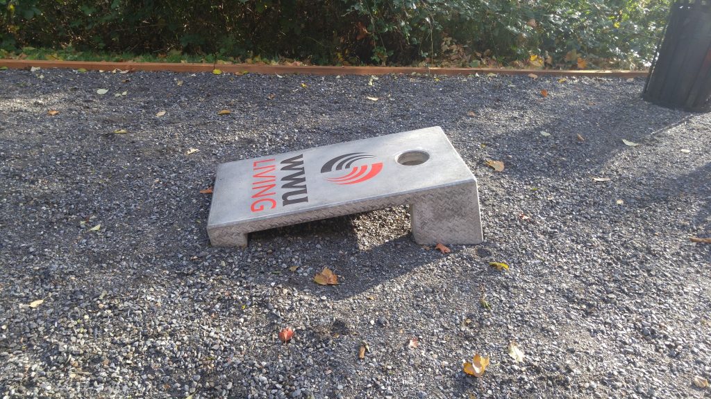 concrete corn hole board student housing
