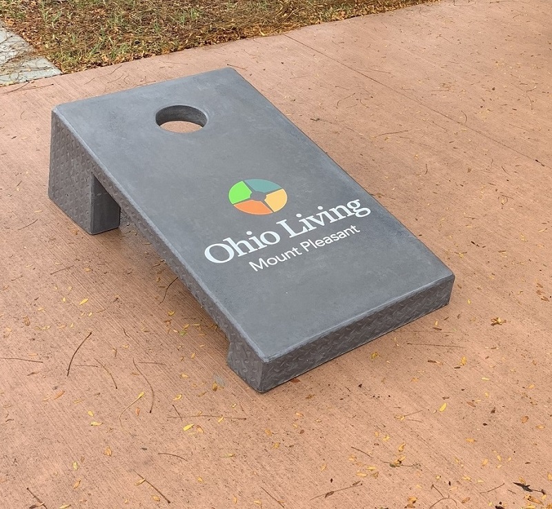 concrete corn hole boards senior living